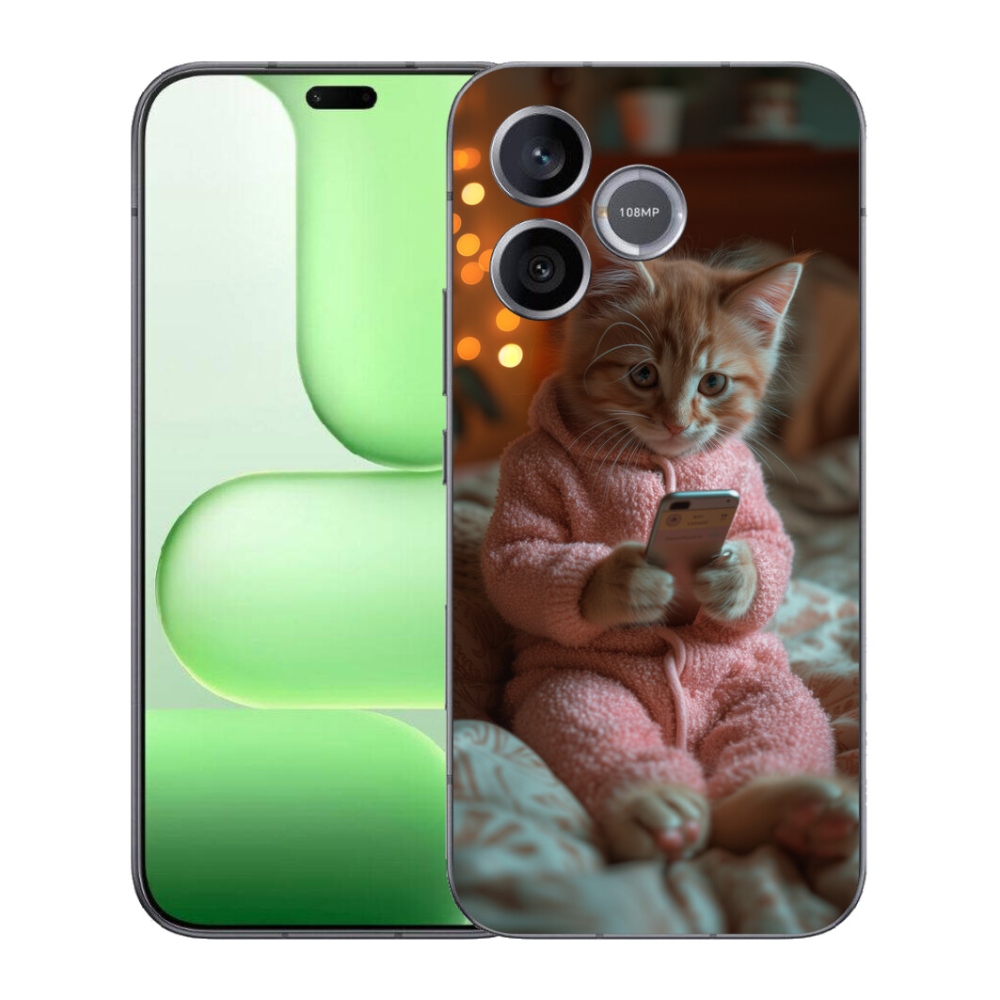 Gelový kryt mmCase na Honer 600 Lite - kotě s mobilem
