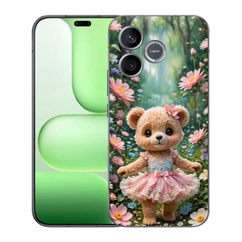 Gelový kryt mmCase na Honer 600 Lite - roztomilý medvídek v květinách