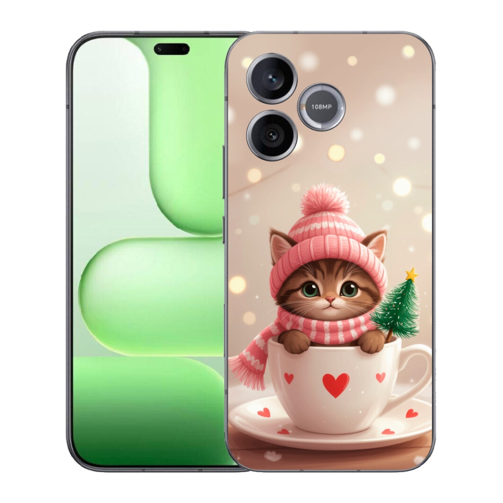 Gelový kryt mmCase na Honer 600 Lite - vánoční kotě v hrnku