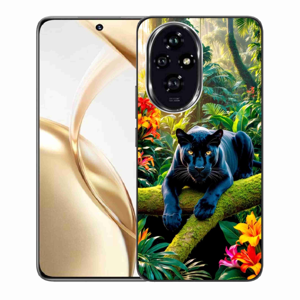 Gelový kryt mmCase na Honor 200 5G - černý panter v džungli
