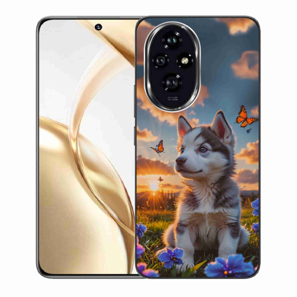 Gelový kryt mmCase na Honor 200 5G - husky při západu slunce