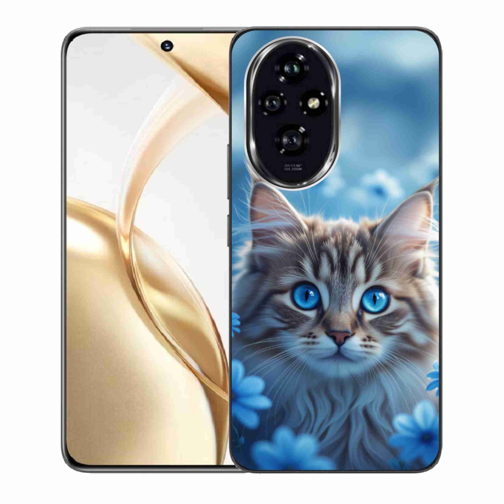 Gelový kryt mmCase na Honor 200 5G - koťátko v modrých květech