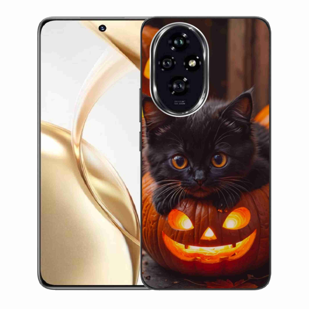 Gelový kryt mmCase na Honor 200 5G - kotě a dýně