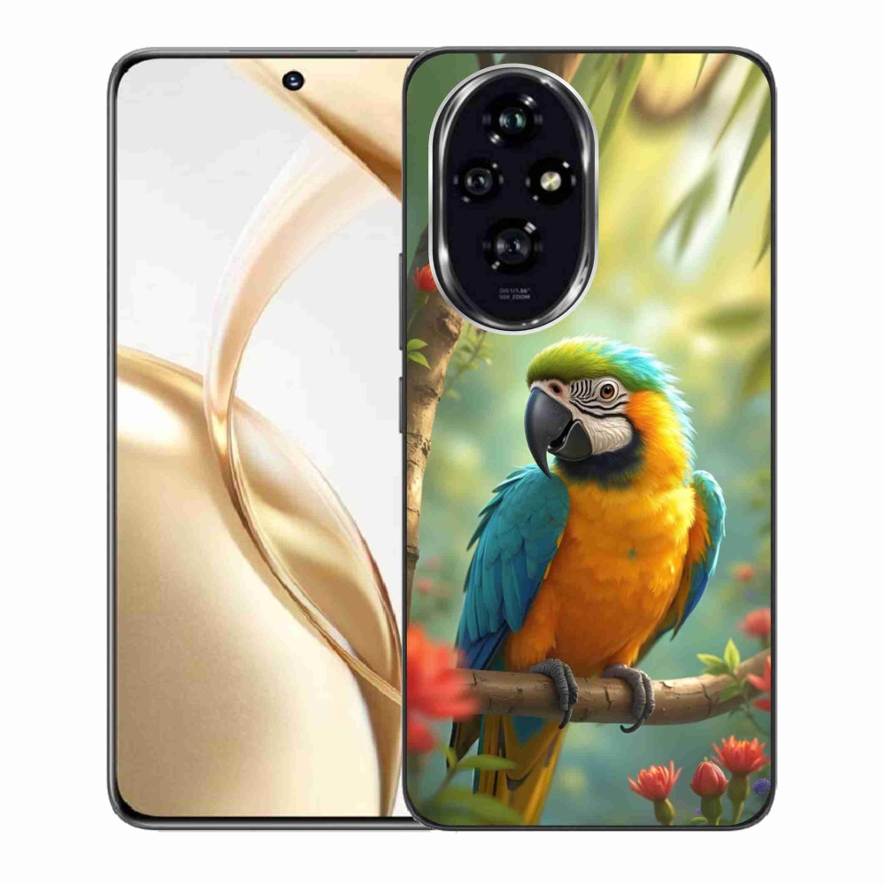 Gelový kryt mmCase na Honor 200 5G - papoušek ara modrožlutá