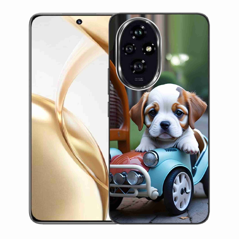 Gelový kryt mmCase na Honor 200 5G - štěně v retro autě