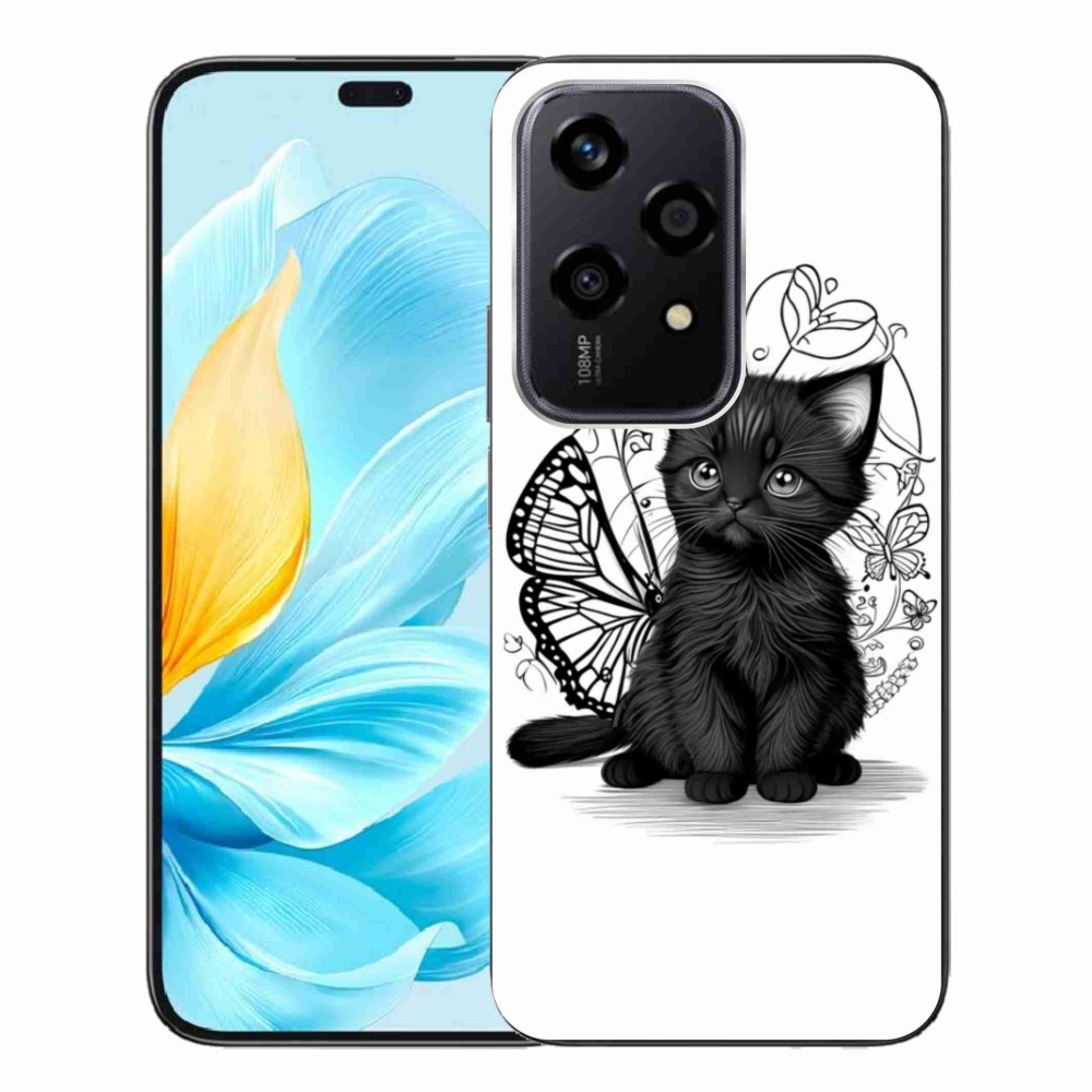 Gelový kryt mmCase na Honor 200 Lite 5G - černé kotě