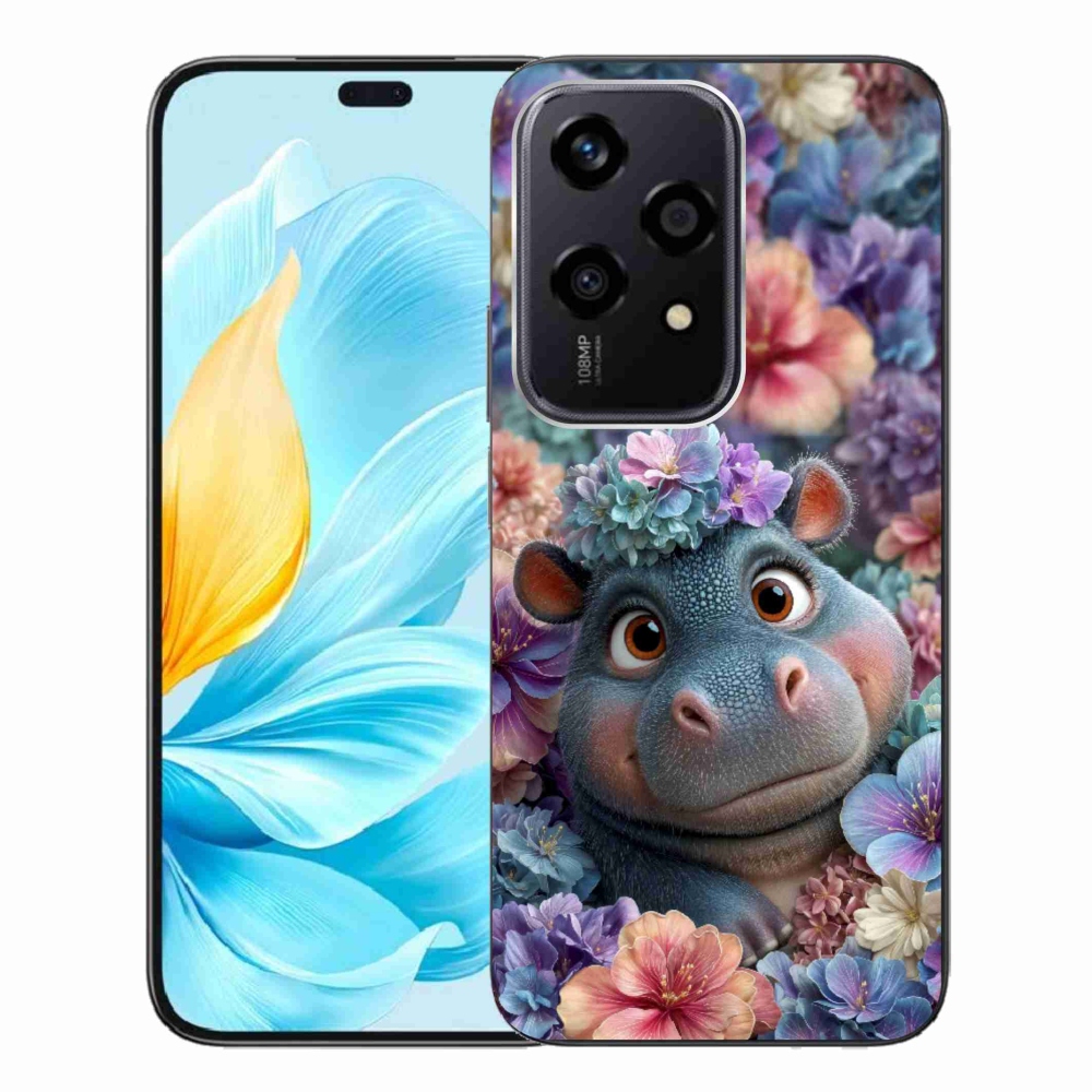 Gelový kryt mmCase na Honor 200 Lite 5G - hrošík v květinách