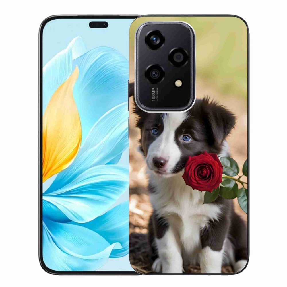 Gelový kryt mmCase na Honor 200 Lite 5G - roztomilá border kolie s růží