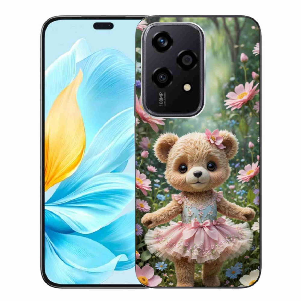 Gelový kryt mmCase na Honor 200 Lite 5G - roztomilý medvídek v květinách