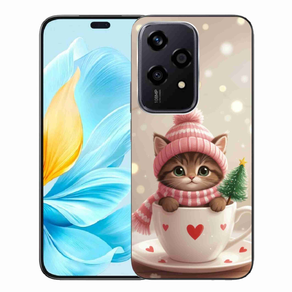 Gelový kryt mmCase na Honor 200 Lite 5G - vánoční kotě v hrnku