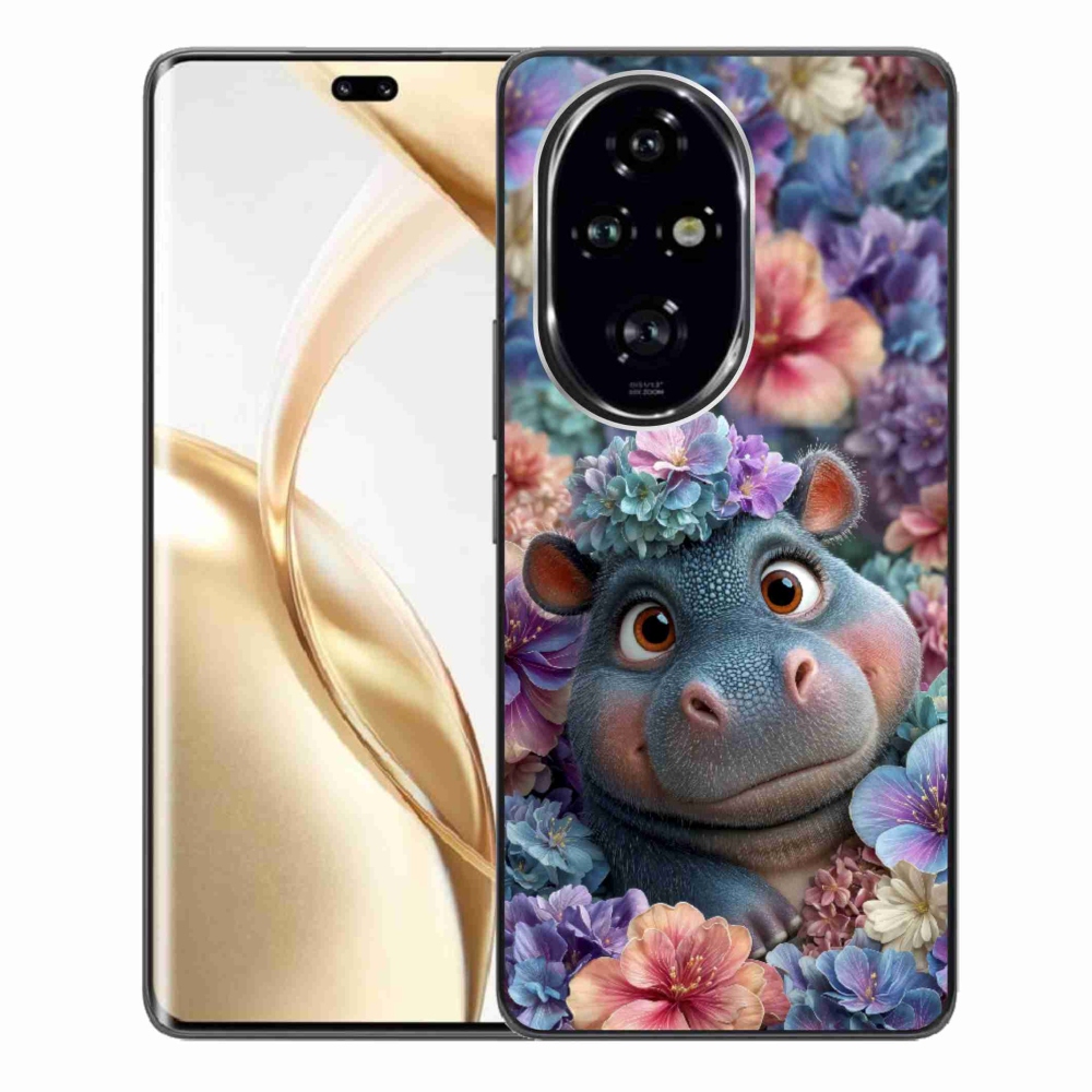 Gelový kryt mmCase na Honor 200 Pro 5G - hrošík v květinách