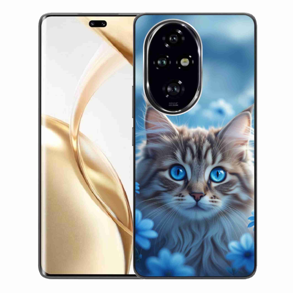 Gelový kryt mmCase na Honor 200 Pro 5G - koťátko v modrých květech