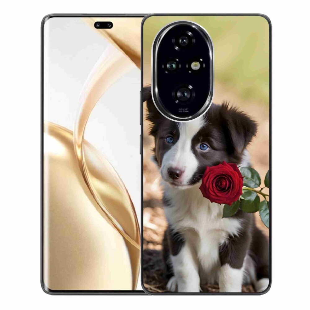 Gelový kryt mmCase na Honor 200 Pro 5G - roztomilá border kolie s růží