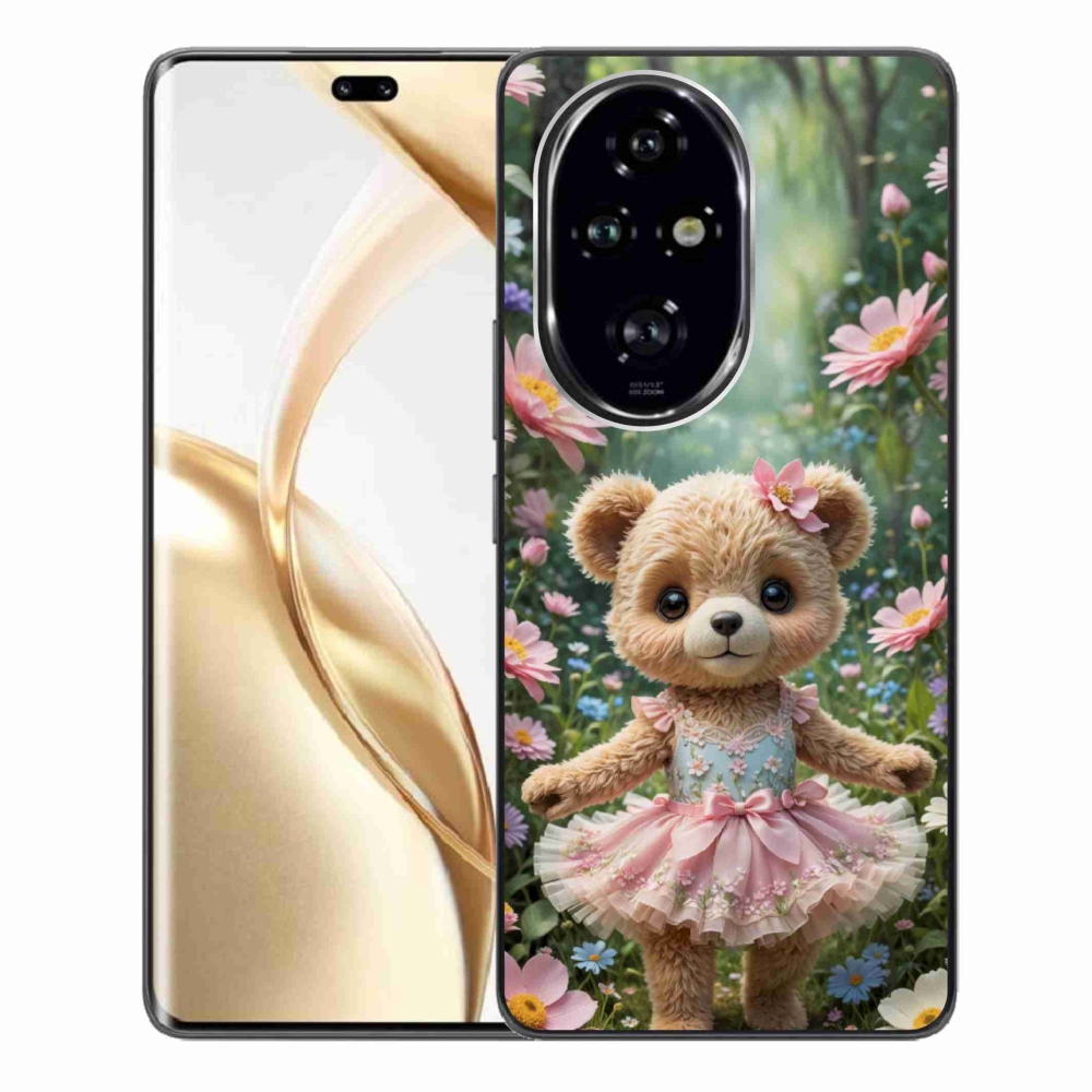 Gelový kryt mmCase na Honor 200 Pro 5G - roztomilý medvídek v květinách