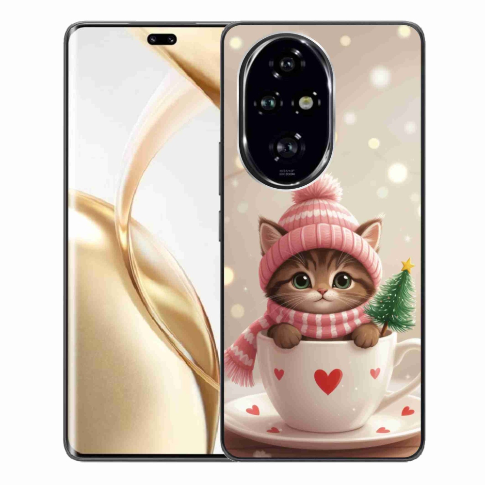 Gelový kryt mmCase na Honor 200 Pro 5G - vánoční kotě v hrnku