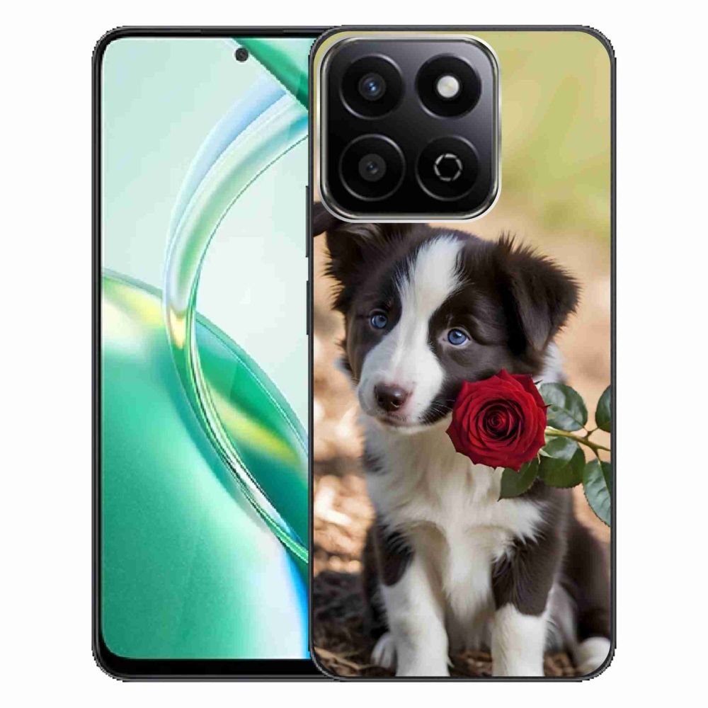 Gelový kryt mmCase na Honor 200 Smart 5G - roztomilá border kolie s růží