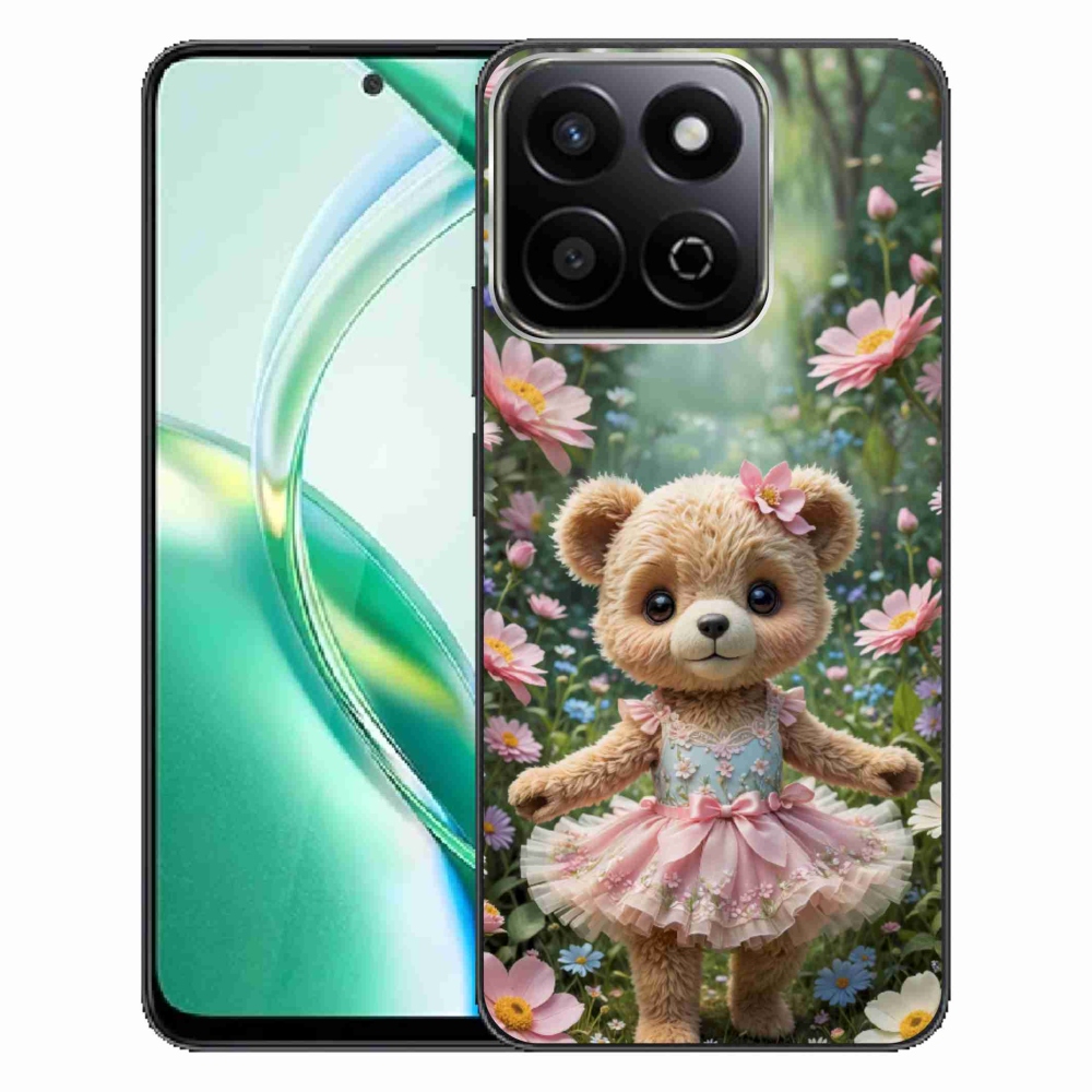 Gelový kryt mmCase na Honor 200 Smart 5G - roztomilý medvídek v květinách