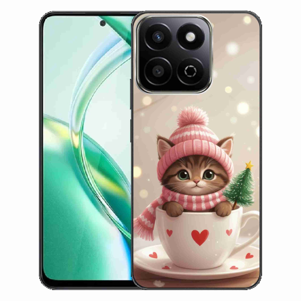 Gelový kryt mmCase na Honor 200 Smart 5G - vánoční kotě v hrnku