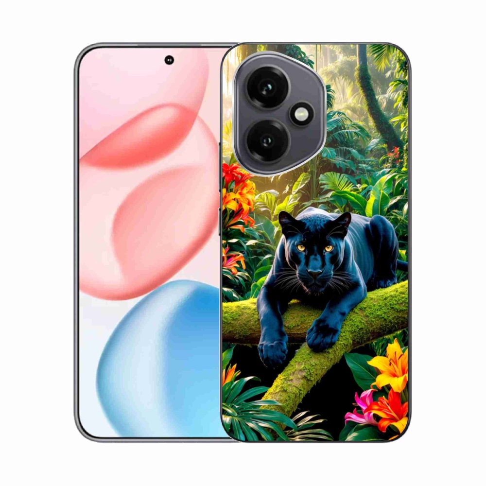 Gelový kryt mmCase na Honor 400 - černý panter v džungli