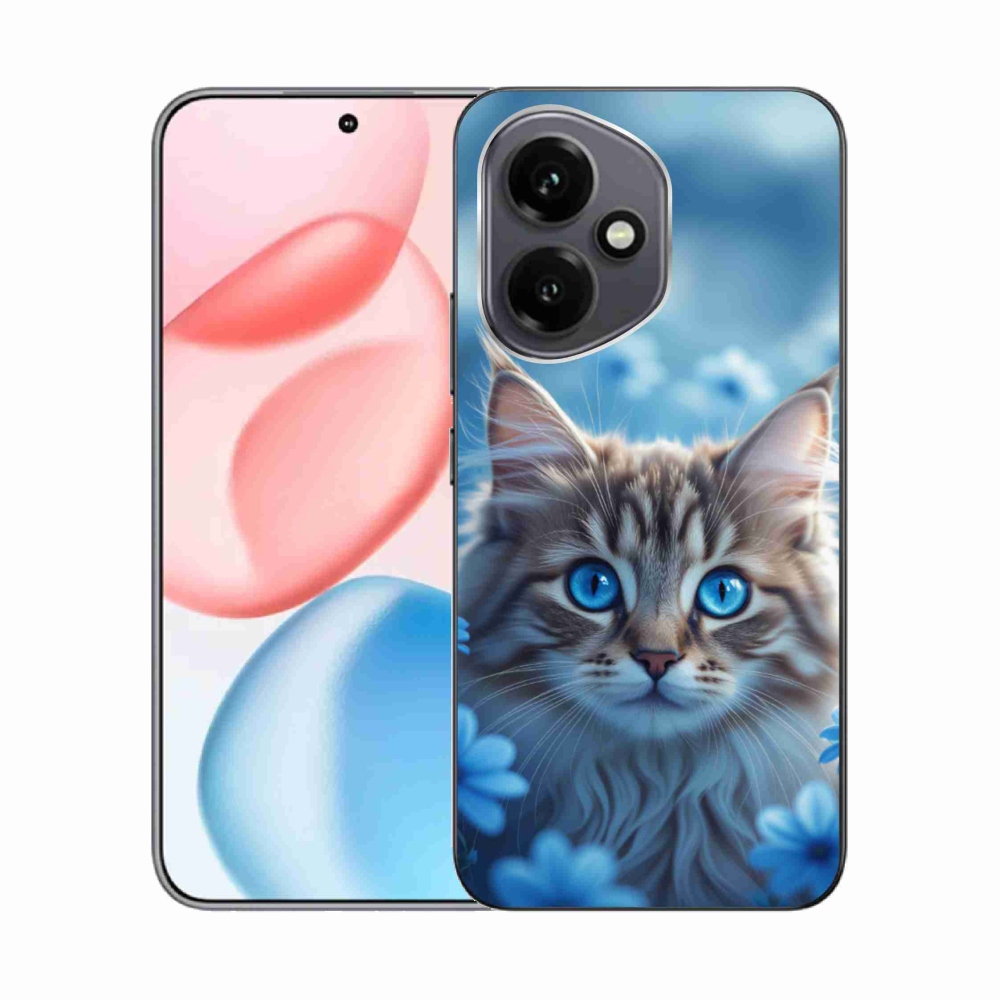 Gelový kryt mmCase na Honor 400 - koťátko v modrých květech