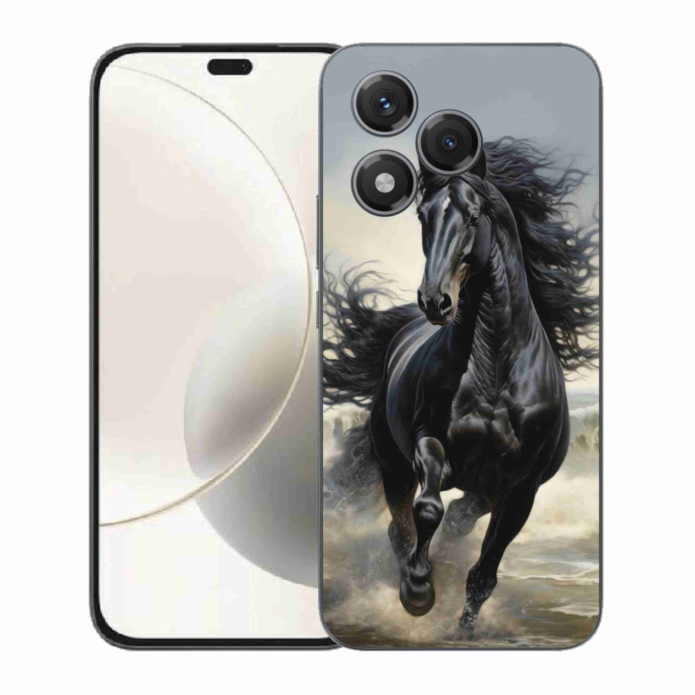 Gelový kryt mmCase na Honor 400 Lite - běžící černý kůň