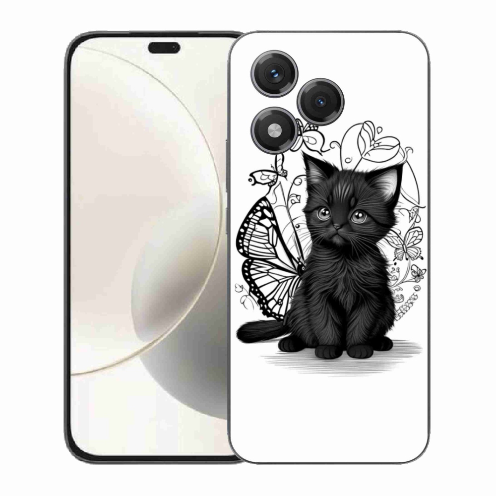 Gelový kryt mmCase na Honor 400 Lite - černé kotě