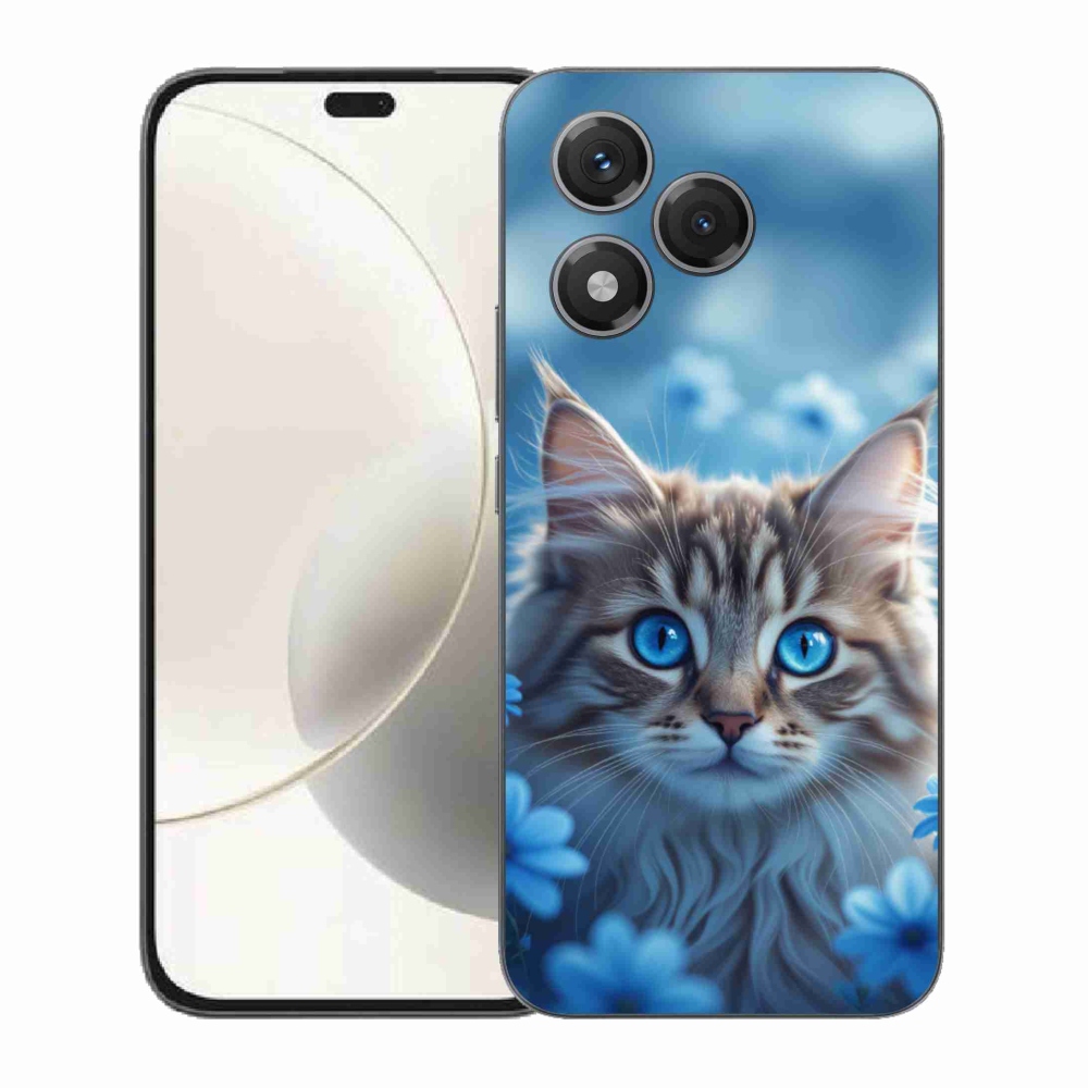 Gelový kryt mmCase na Honor 400 Lite - koťátko v modrých květech