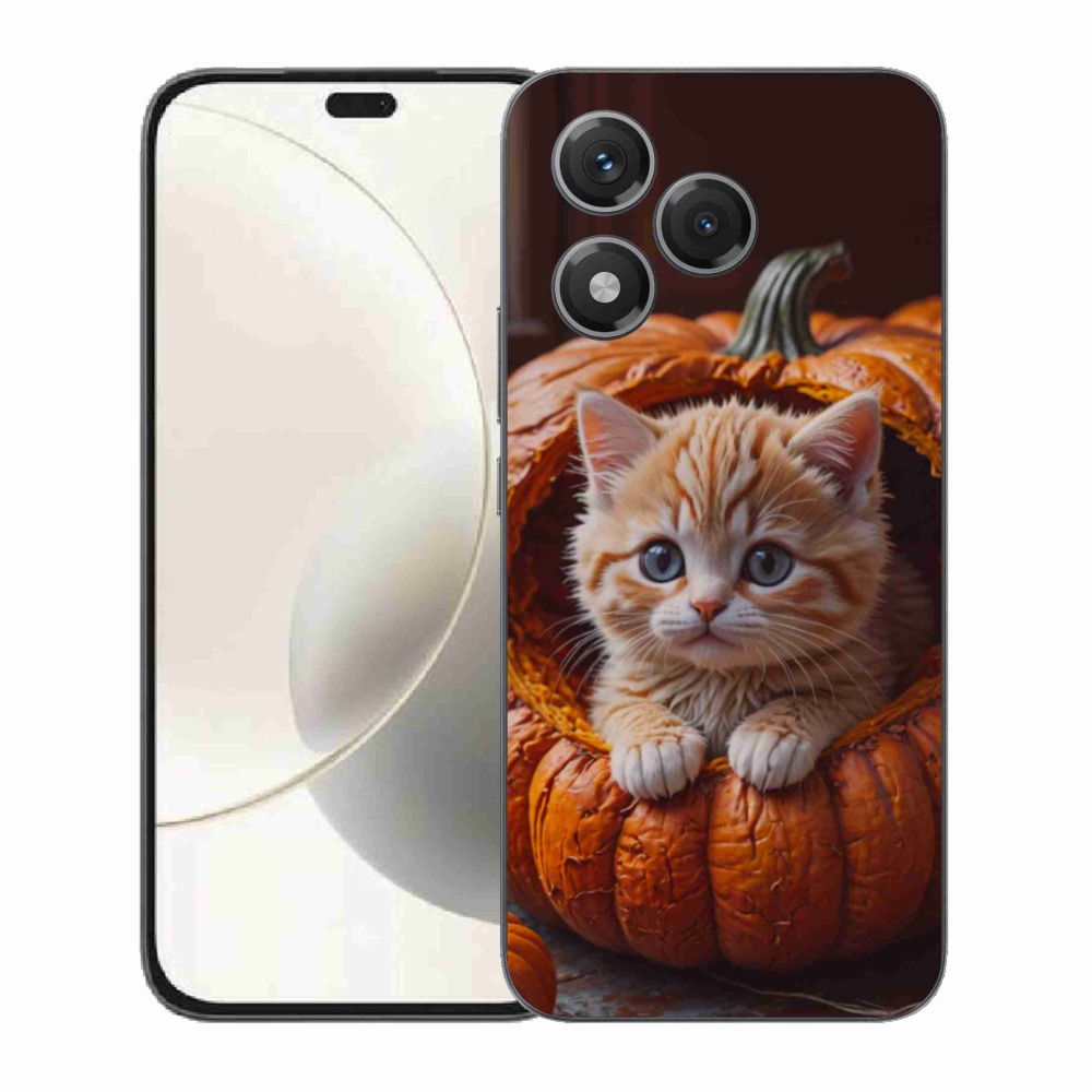 Gelový kryt mmCase na Honor 400 Lite - kotě a dýně 2