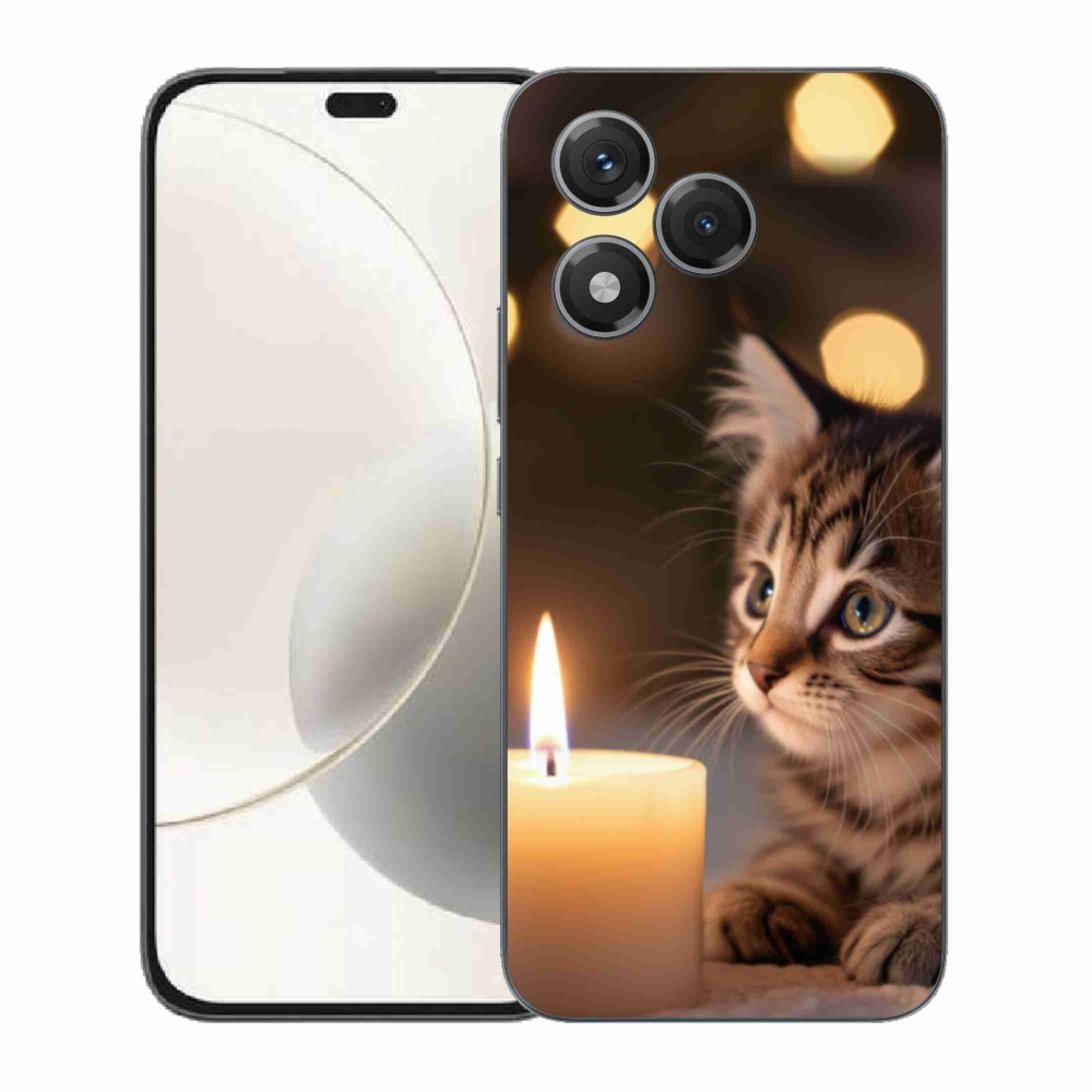 Gelový kryt mmCase na Honor 400 Lite - kotě a svíčka
