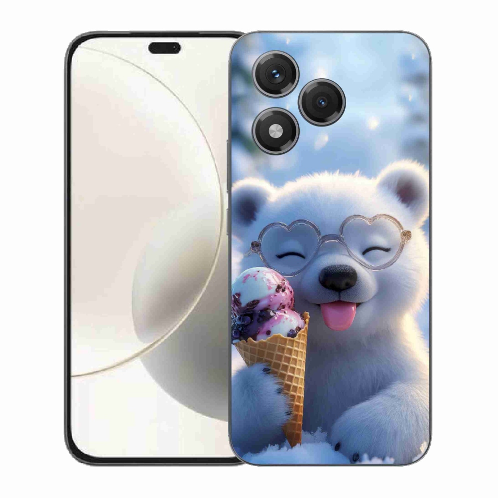 Gelový kryt mmCase na Honor 400 Lite - medvídek se zmrzlinou