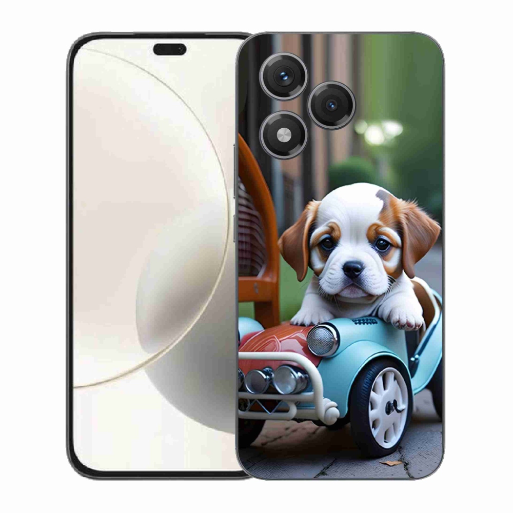 Gelový kryt mmCase na Honor 400 Lite - štěně v retro autě