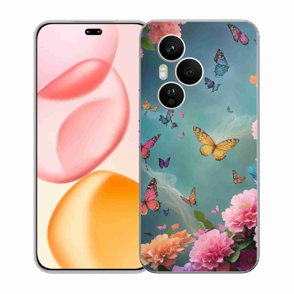 Gelový kryt mmCase na Honor 400 Pro - barevné květy a motýli