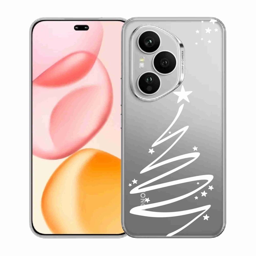 Gelový kryt mmCase na Honor 400 Pro - bílý stromeček na průhledném pozadí