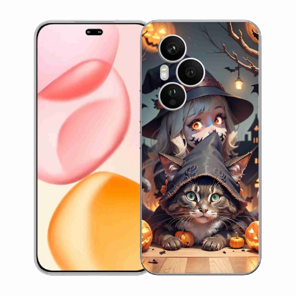 Gelový kryt mmCase na Honor 400 Pro - čarodějnice s kočkou