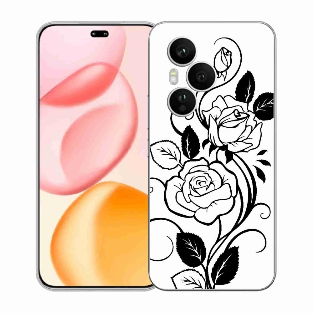 Gelový kryt mmCase na Honor 400 Pro - černobílá růže