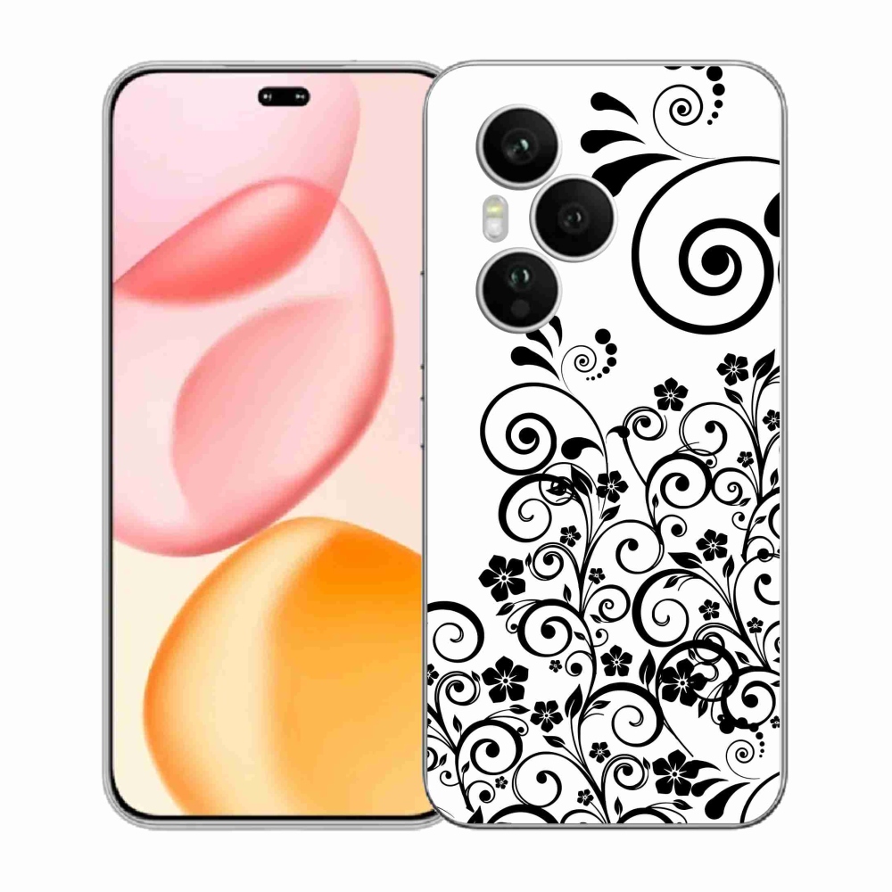 Gelový kryt mmCase na Honor 400 Pro - černobílé květinové vzory
