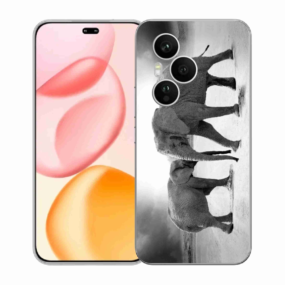 Gelový kryt mmCase na Honor 400 Pro - černobílí sloni