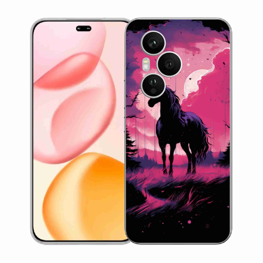 Gelový kryt mmCase na Honor 400 Pro - černý kreslený kůň 1