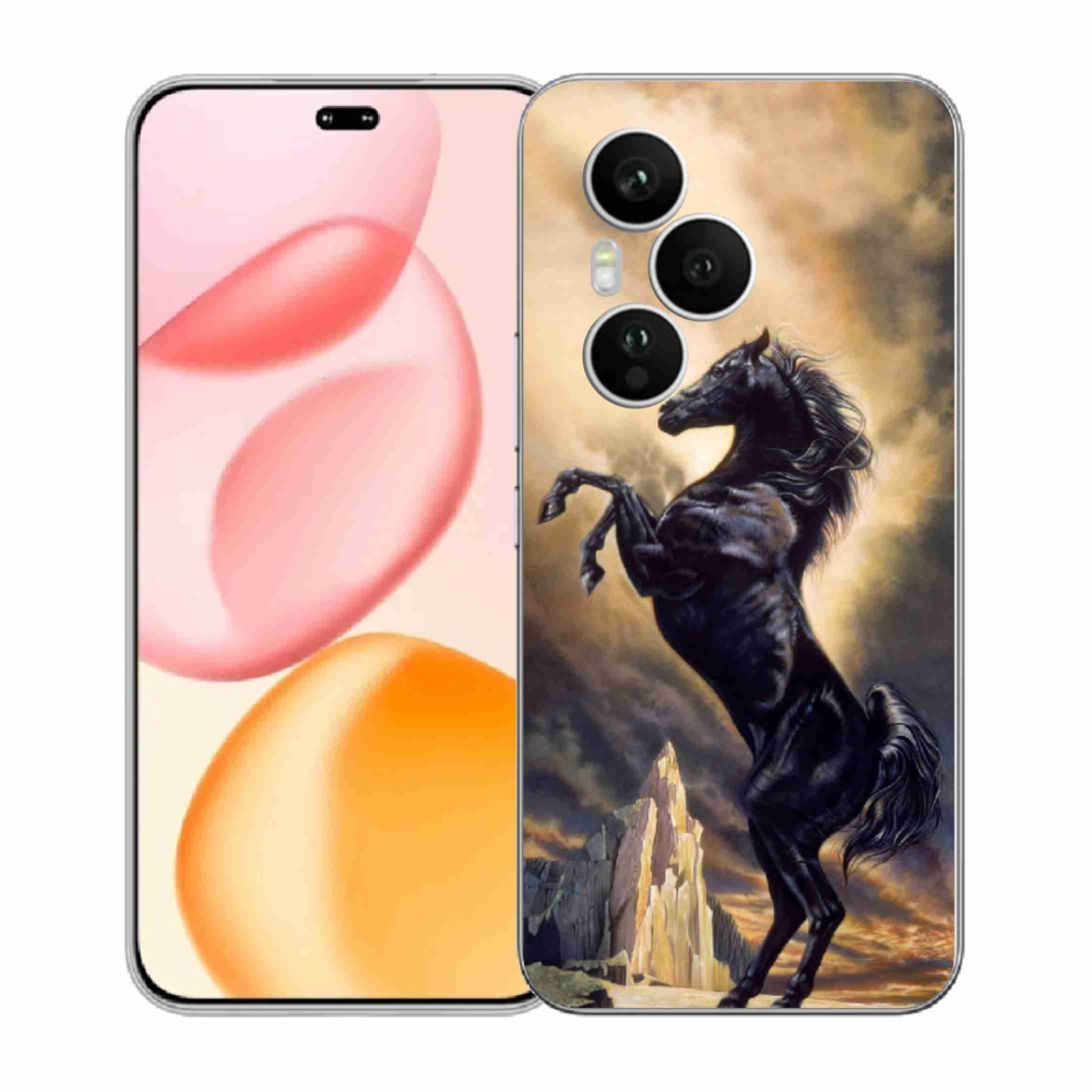 Gelový kryt mmCase na Honor 400 Pro - černý kreslený kůň