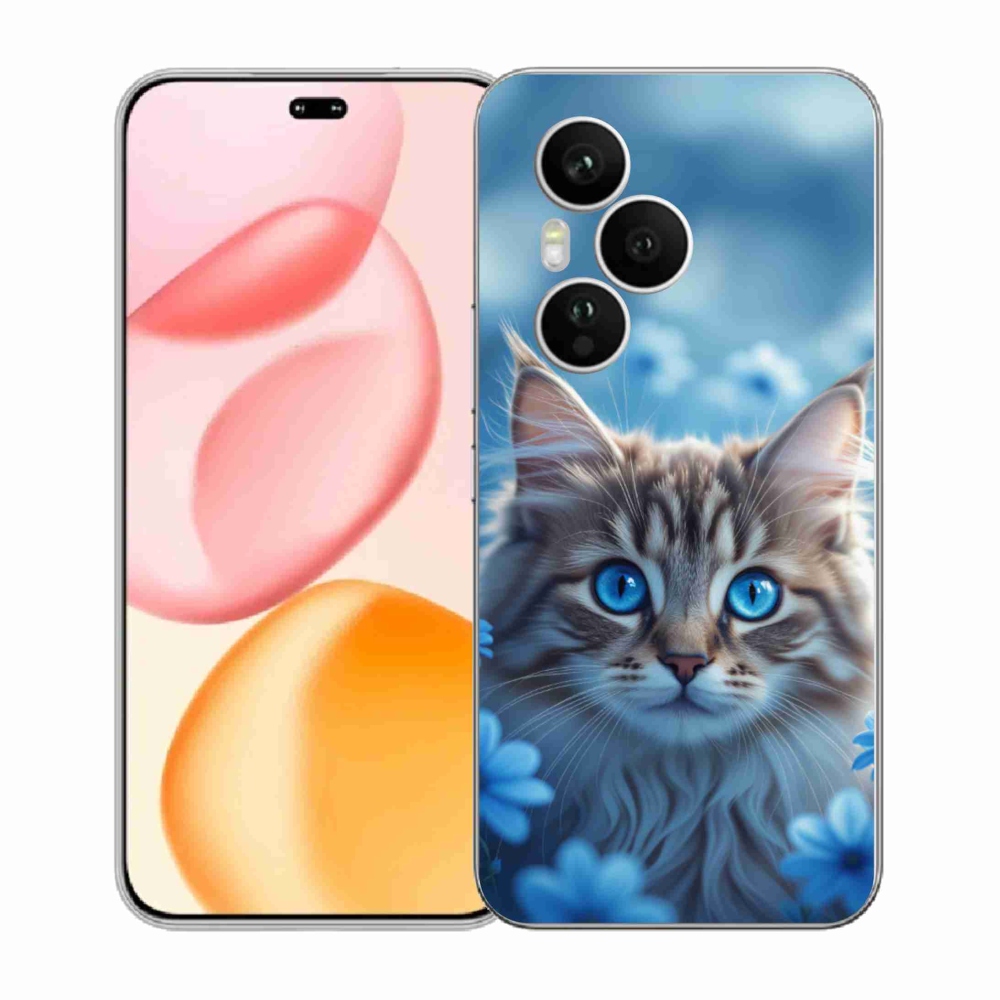 Gelový kryt mmCase na Honor 400 Pro - koťátko v modrých květech
