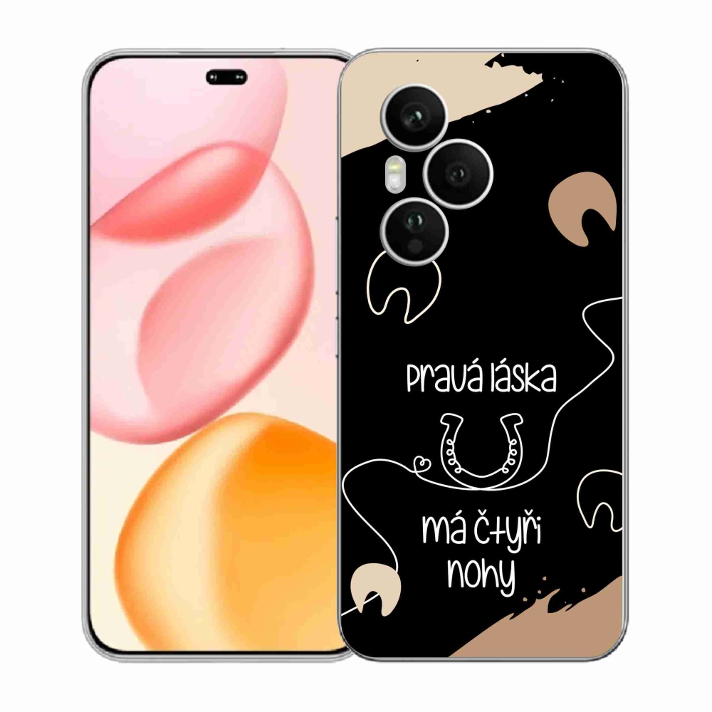 Gelový kryt mmCase na Honor 400 Pro - koňský motiv černé pozadí