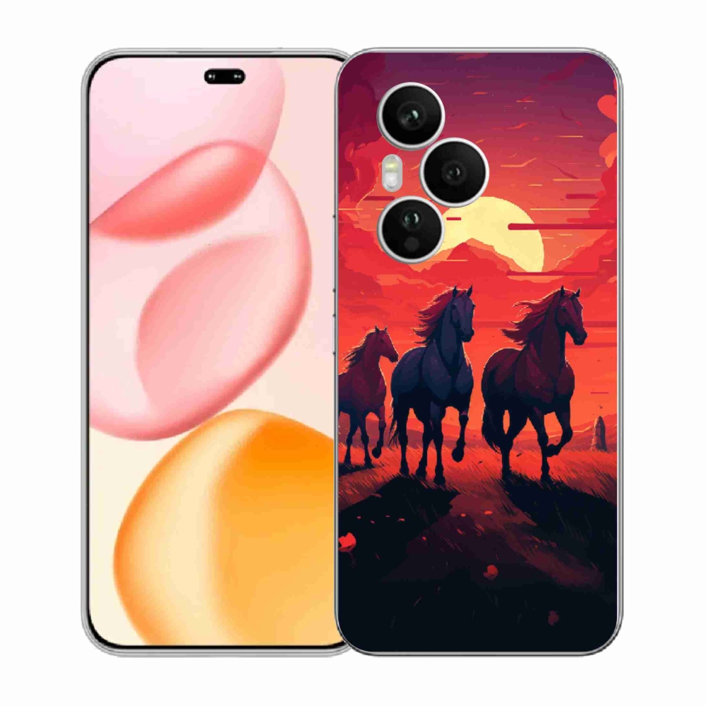 Gelový kryt mmCase na Honor 400 Pro - koně a západ slunce