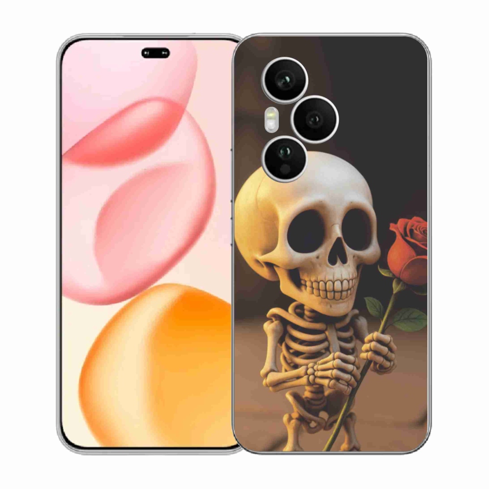 Gelový kryt mmCase na Honor 400 Pro - kostlivec s růží