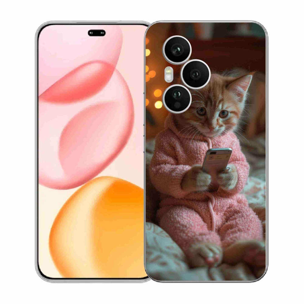 Gelový kryt mmCase na Honor 400 Pro - kotě s mobilem