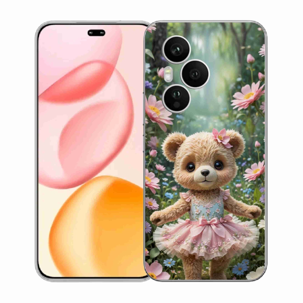 Gelový kryt mmCase na Honor 400 Pro - roztomilý medvídek v květinách
