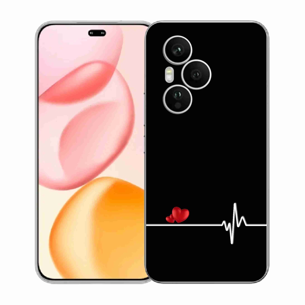 Gelový kryt mmCase na Honor 400 Pro - srdce a tep černé pozadí