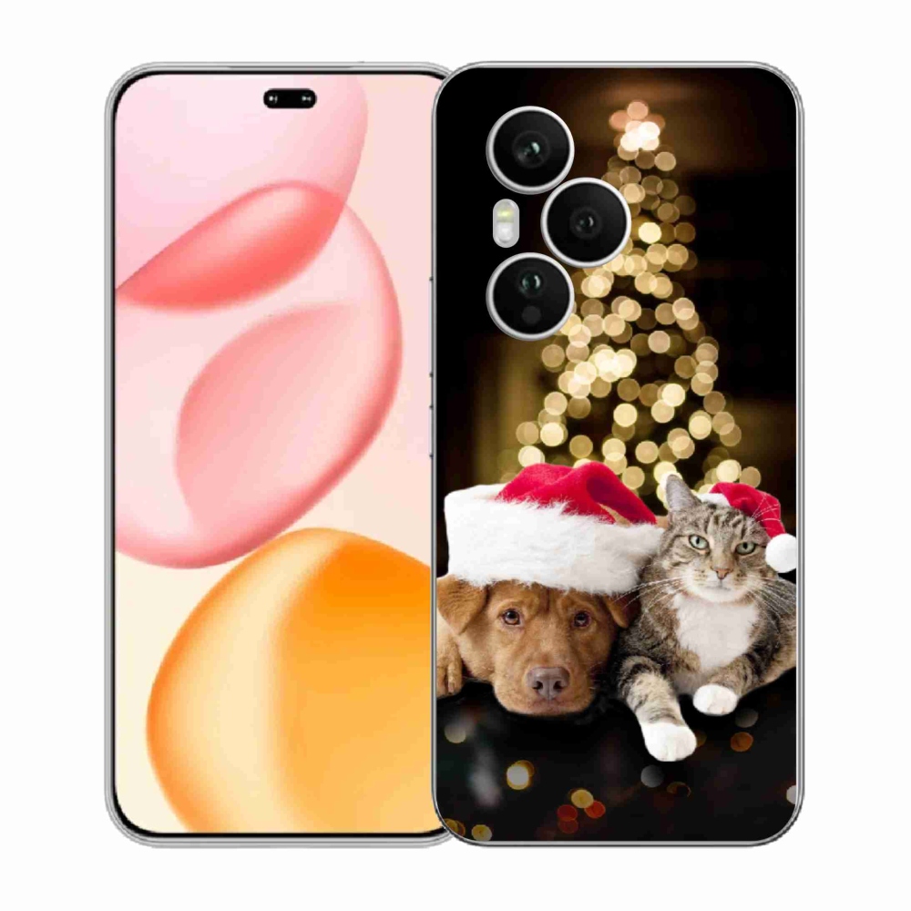Gelový kryt mmCase na Honor 400 Pro - vánoční pes a kočka