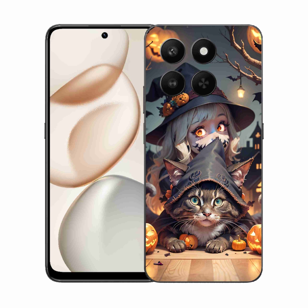Gelový kryt mmCase na Honor 400 Smart 5G/4G/Honor X7d - čarodějnice s kočkou