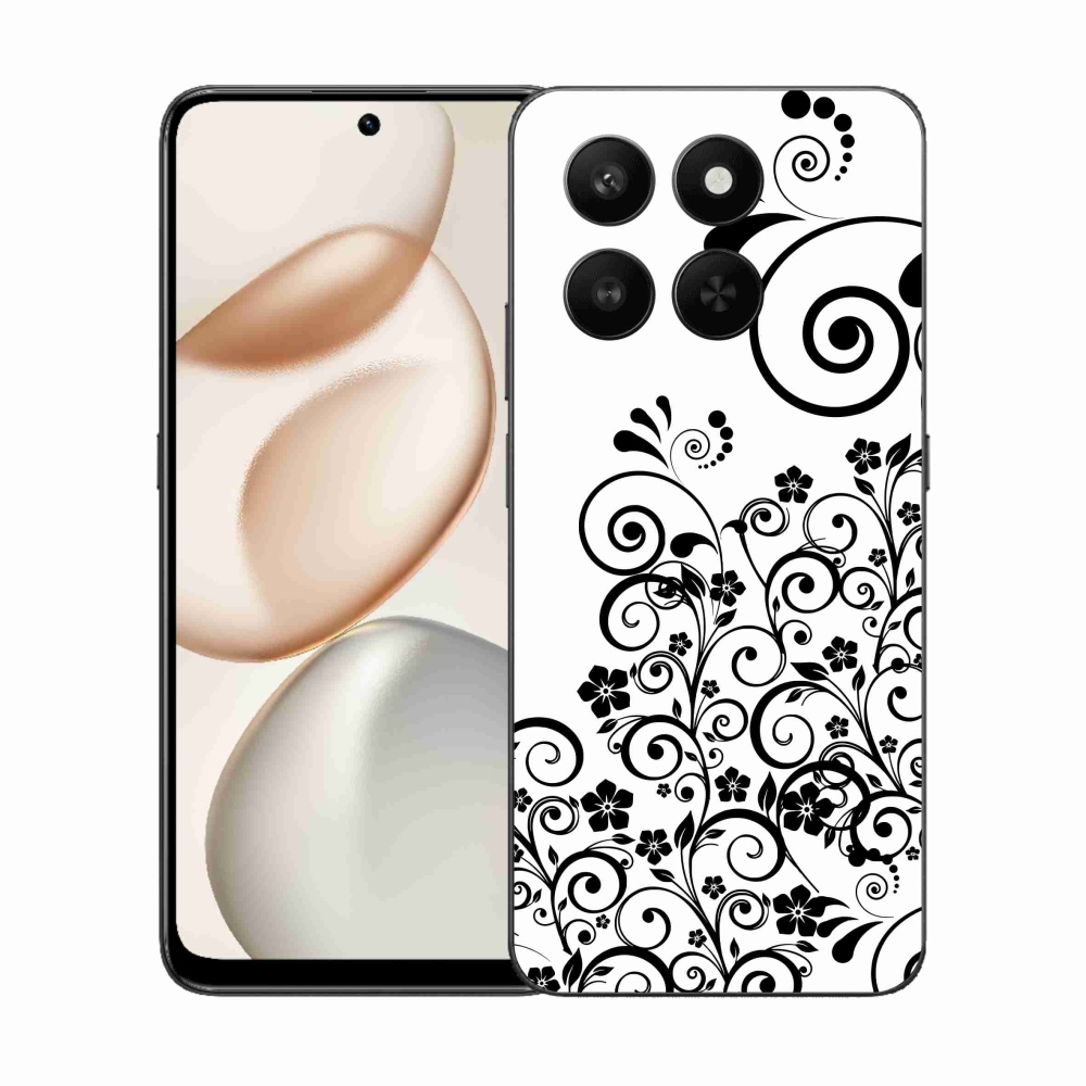Gelový kryt mmCase na Honor 400 Smart 5G/4G/Honor X7d - černobílé květinové vzory