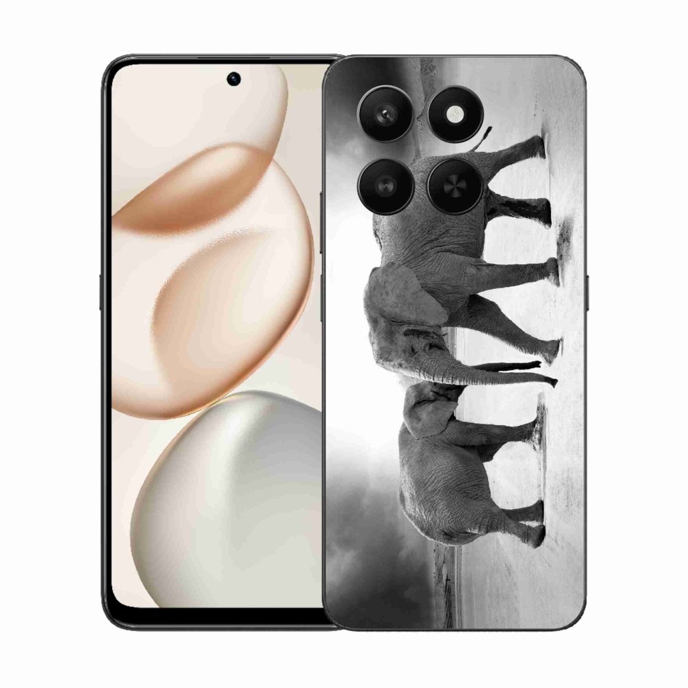 Gelový kryt mmCase na Honor 400 Smart 5G/4G/Honor X7d - černobílí sloni